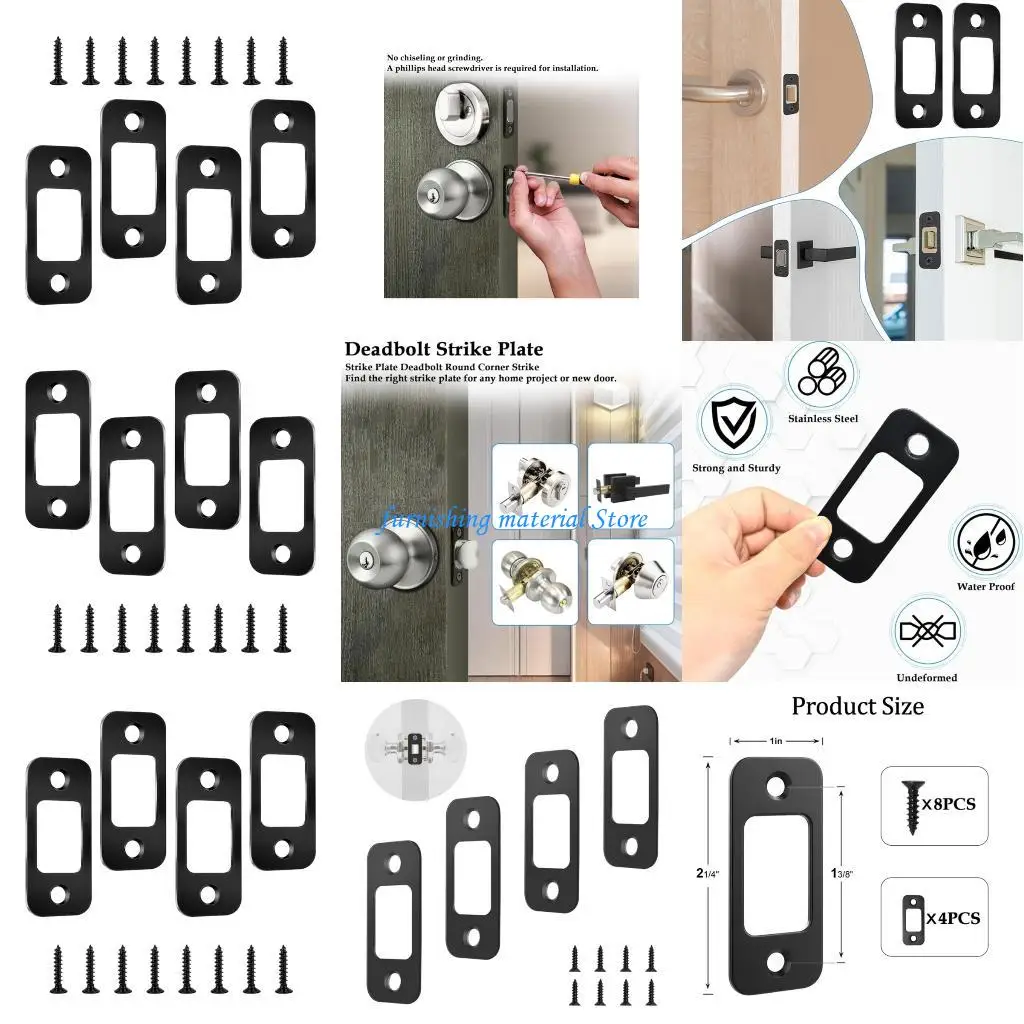 

Y5GD Rounded Corner Strikes Plate Door Hardware Adjustment Tool Door Latches Repair Plate Household Hardware Easy to Use