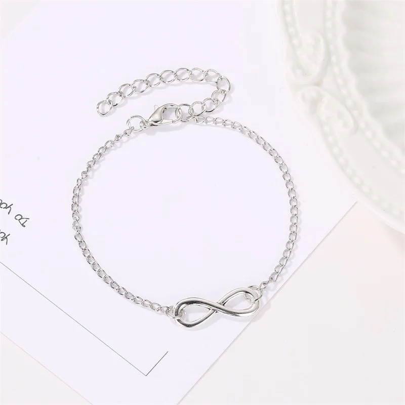 Simple Golden Silver Color Infinity Bracelet for Women Number 8 Charms Bracelets Bangles Fashion Unusual Party Jewelry LoverGift