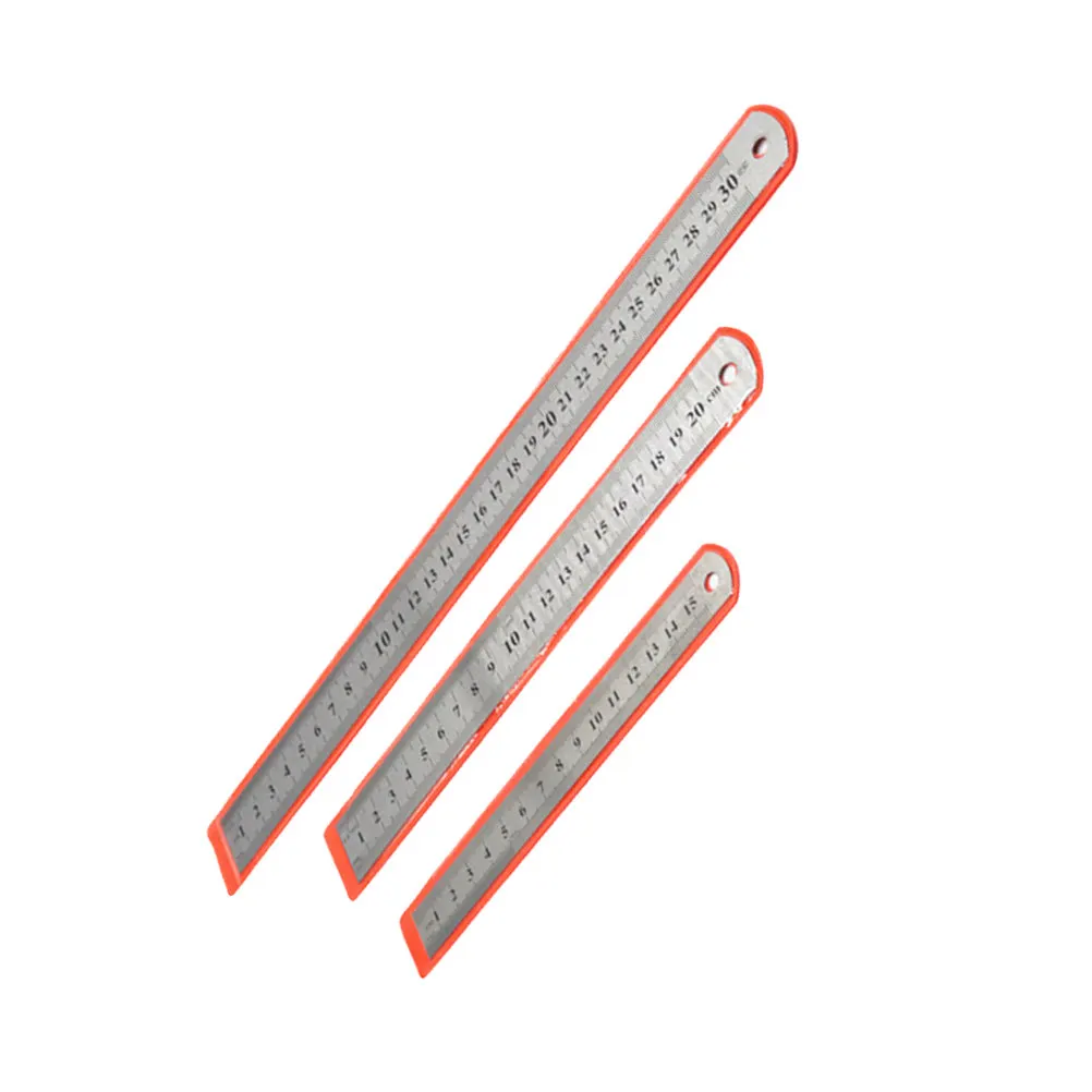 3Pcs Stainless Steel Ruler Set Double Scale Straight Ruler 15Cm 20Cm 30Cm Space Saving Lightweight Learning Tool for
