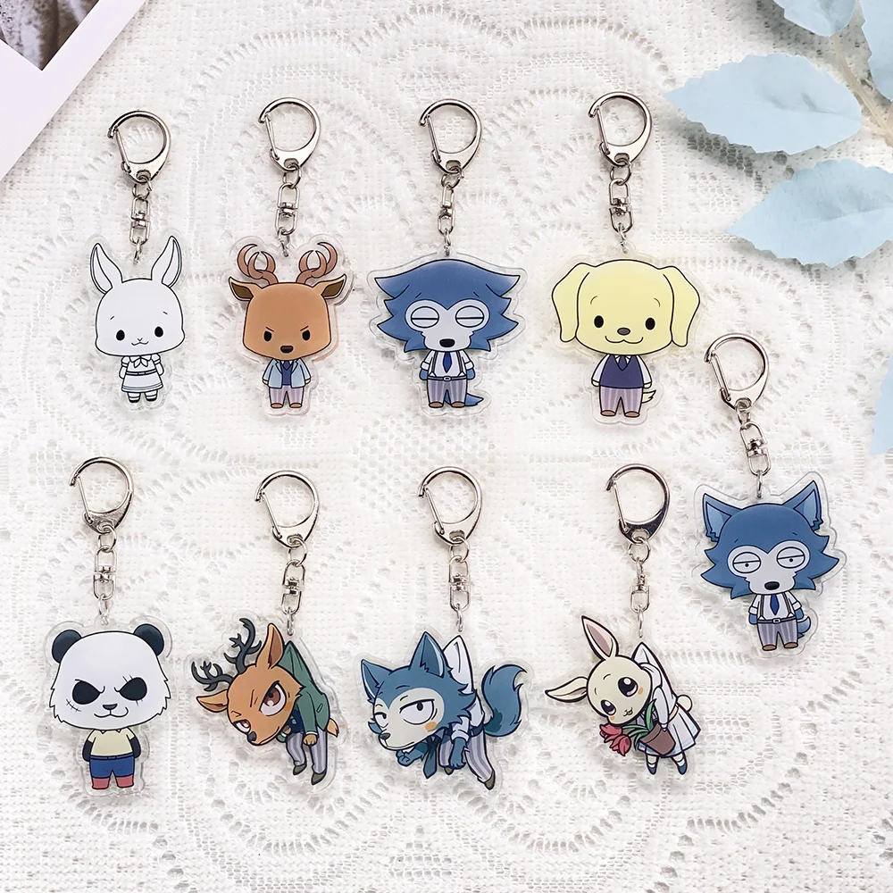 1/9Pcs Anime Figures Beastars Car Keychain Acrylic Keyrings Bag Charms Cute Backpack Pendant Funny Prop Decoration Friends Gift