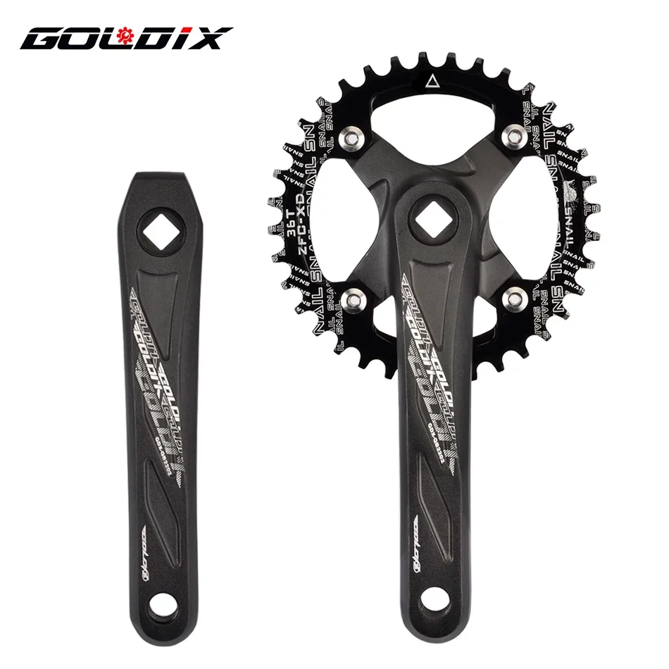 

GOLDIX Square Hole Bicycle Crankset Aluminum Alloy Bicycle Crank 165/170/175mm Length Narrow Wide Teeth 104BCD 32/34/36/38/40T