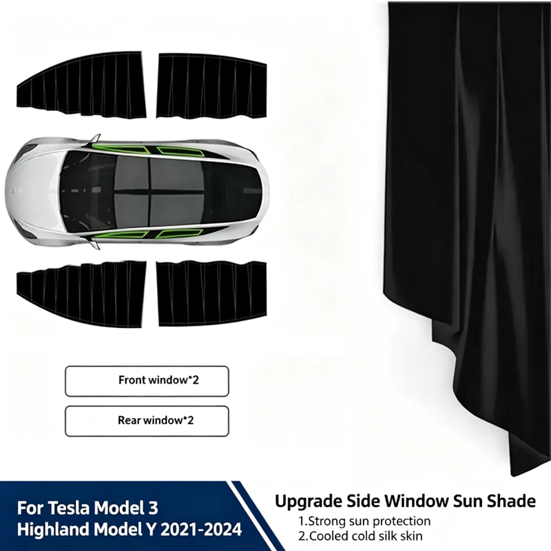 For Tesla Model3 Y 2017-2025 2026 ice crystals Side Window Privacy Trim Sunshade Car Front Rear Windshield Blind Cover Sun Shade