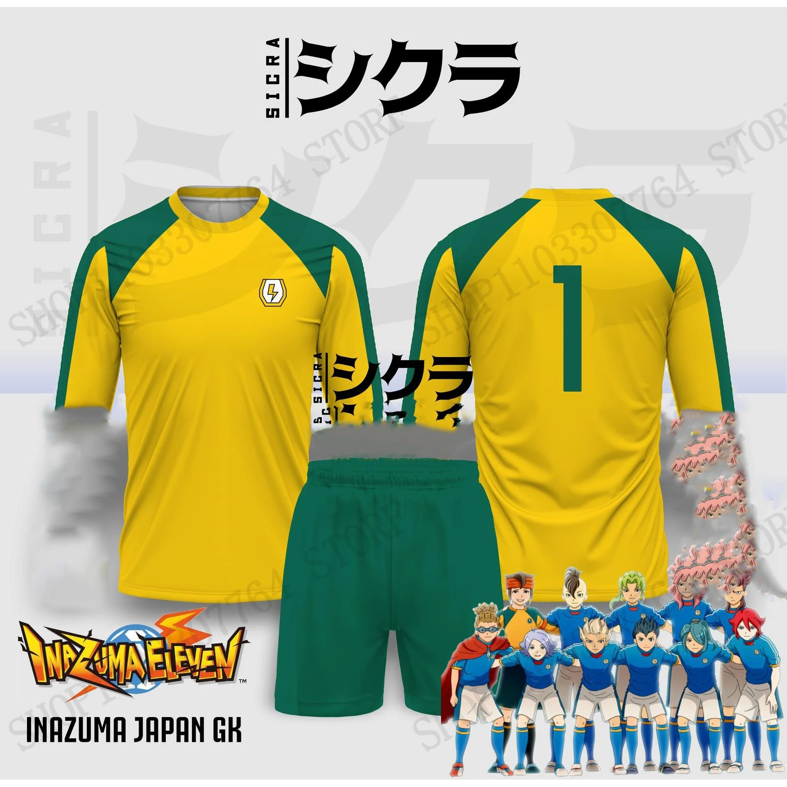 

Мужской комплект Джерси Аниме Gambar Джерси Kiper Inazuma Eleven Soccer 3d принт футболка с короткими рукавами + короткий комплект из 2 предметов спортивный спортивный костюм новый