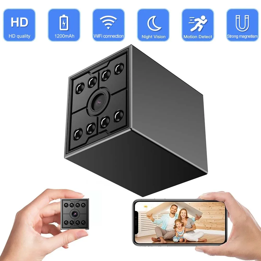 

1200mAh Mini WiFi Security Camera HD Night Vision Motion Detection Strong Magnetic Smart Home Surveillance Cam For Pet Baby