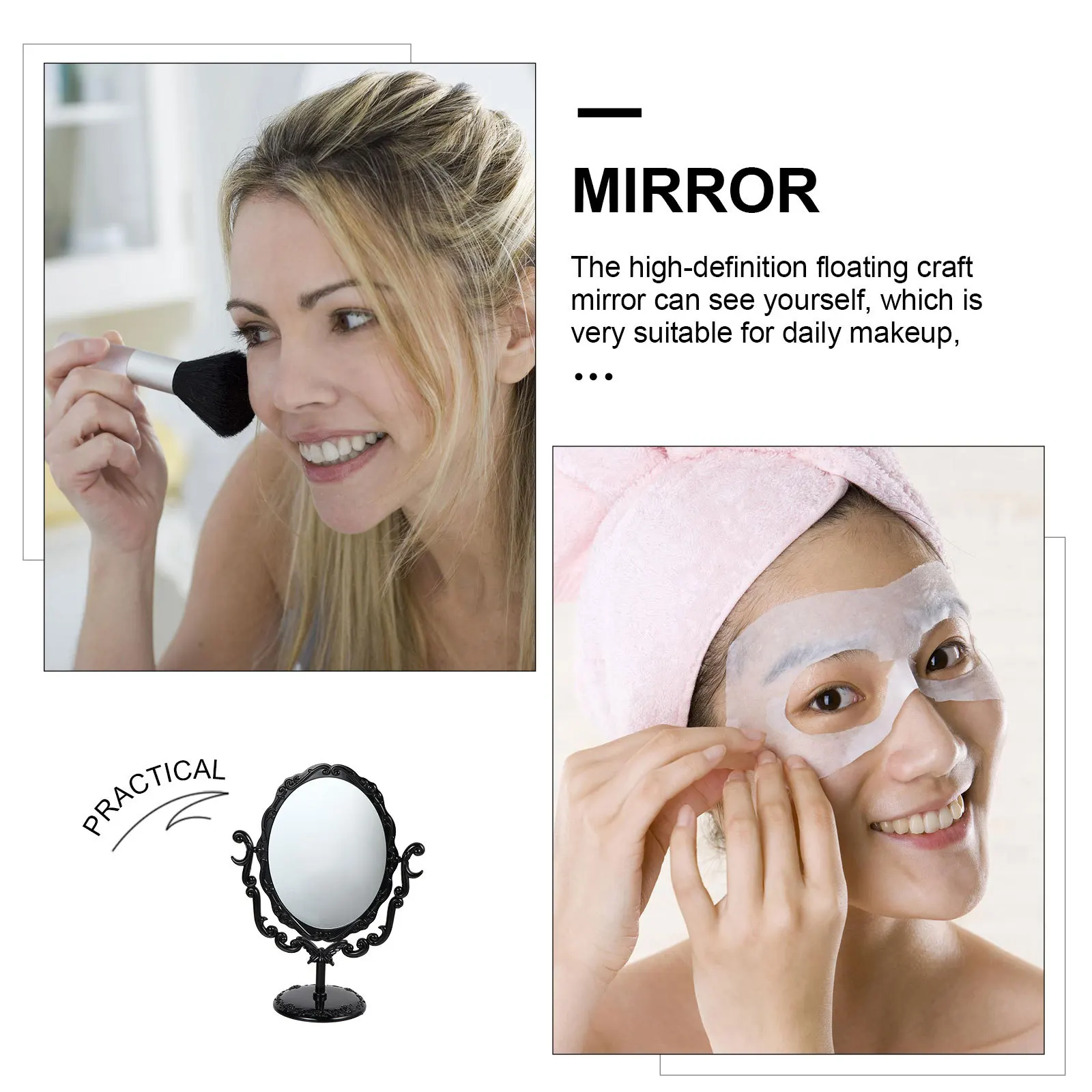 

1Pcs Retro Style Rotating Makeup Mirror Desktop Mirror High-Quality Material Long-Lasting Use Gift Choice