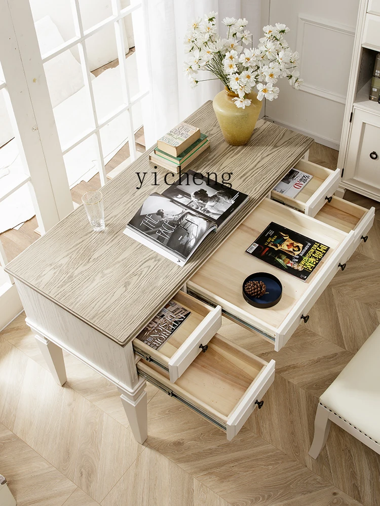 AA  solid wood desk computer desk  small apartment all solid wood light luxury furniture