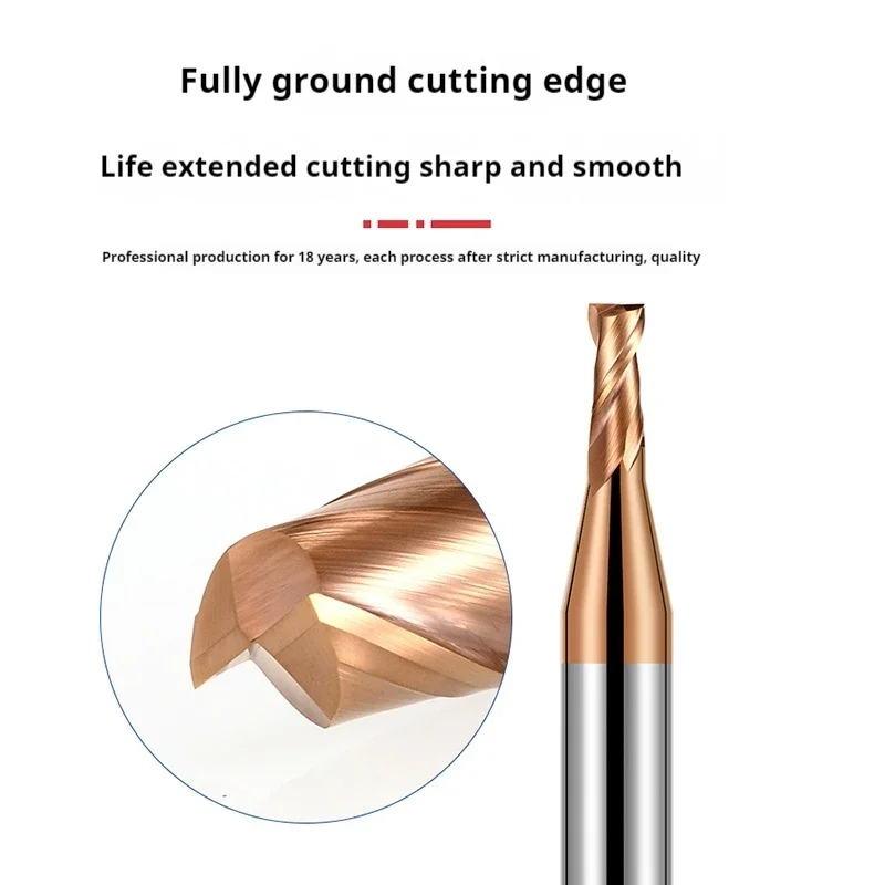 HRC58 2-Flute Decimal Point Nano Coating Milling Cutter Tungsten Steel Carbide CNC Machining Endmills Tools