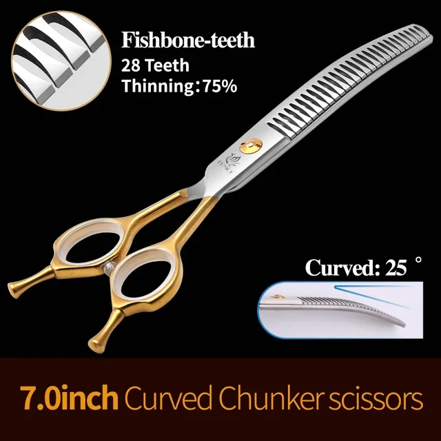 Fenice 6,5/6,75/7,0/7,5 Zoll Professionelle Hundepflegeschere Schneiden Effilierschere zum Schneiden von Hundehaaren für Groomer-Werkzeuge