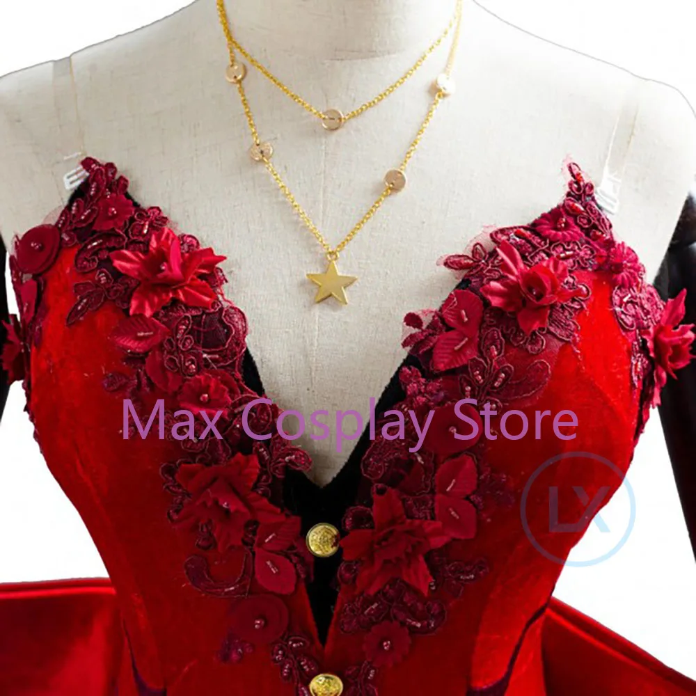 Max Game FF 7  Aerith Gainsborough Cosplay Costume Halloween Carnival Costumes Adult Women Girls Red Dress Gown Cos