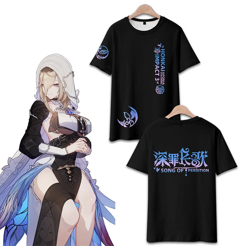 Honkai Impact 3rd Aponia 3D Print T Shirt Women Men Summer O-neck Short Sleeve Funny Tshirt Graphic Tees Streetwear Cosplay