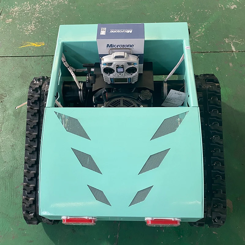 Custom Remote Control Crawler All-Terrain Lawn Mower, 4-Stroke Wireless Robotic Weeder, Small Multi-Functional Grass Mover