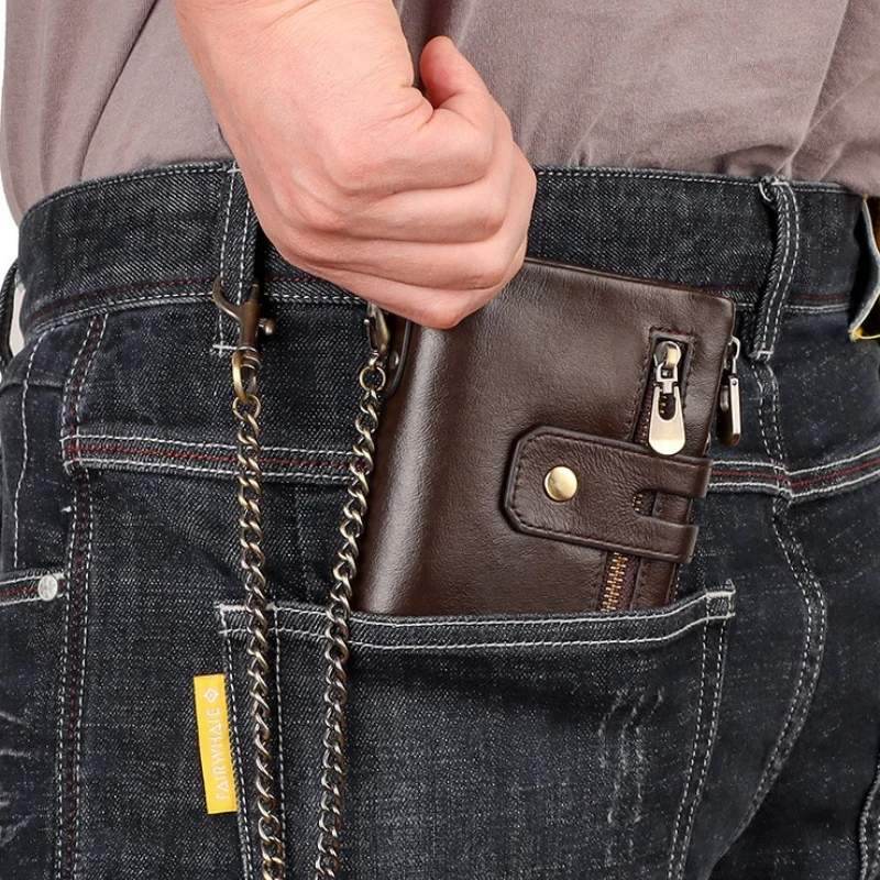 UKF Genuine Leather Men's Wallet Premium Product Real Cowhide Wallets For Man Short Black Wallet Portefeuille Homme Short Purses