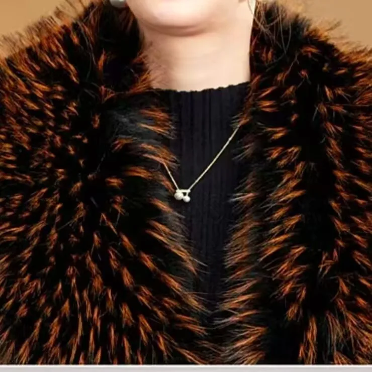 2025 Nieuwe Middellange Herfst Winter Luipaard Print Bontjas Voor Vrouwen Temperament Bontkraag Dikker Overjas High End Bontjas