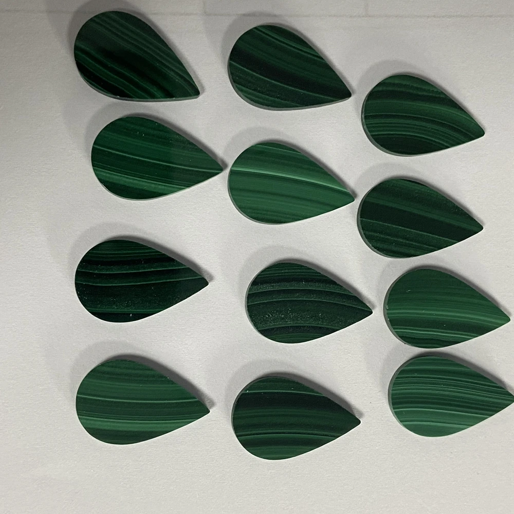 Piedras preciosas de malaquita verde Natural para pendientes, 18,5x11,5x2mm, forma de pera plana, 50 unidades, 1 bolsa