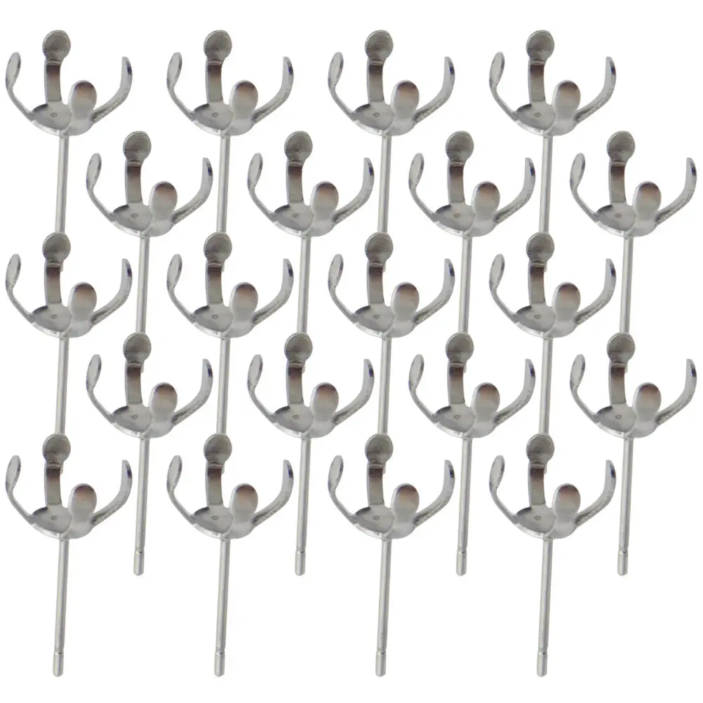 20 Pcs Earing Post Claw Earring Hardware Findings Posts for Jewelry Making Clasps