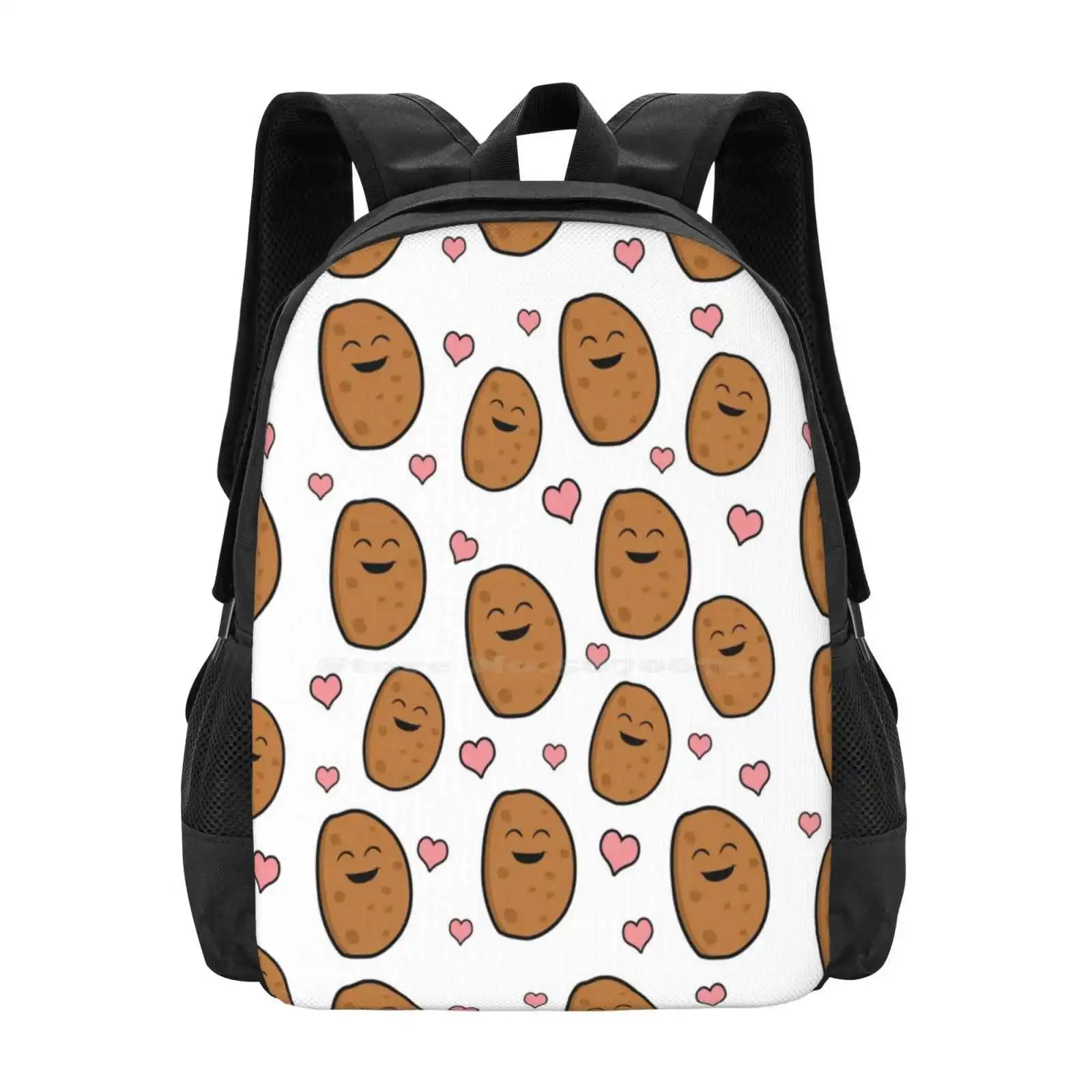 Potatoes And Hearts - Funny Potato Gift Hot Sale Schoolbag Backpack Fashion Bags Couch Potato Lazy Carbs I Am A Potato I Love