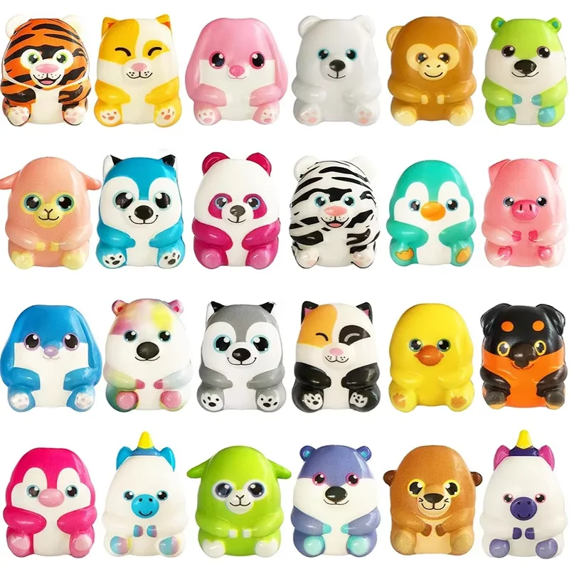 6/12/24/48 PCS Squishy Animal Pinch PU Slow Rebound Cartoon Twisted Egg Doll Fun Stress Relieving Toy Party Favors
