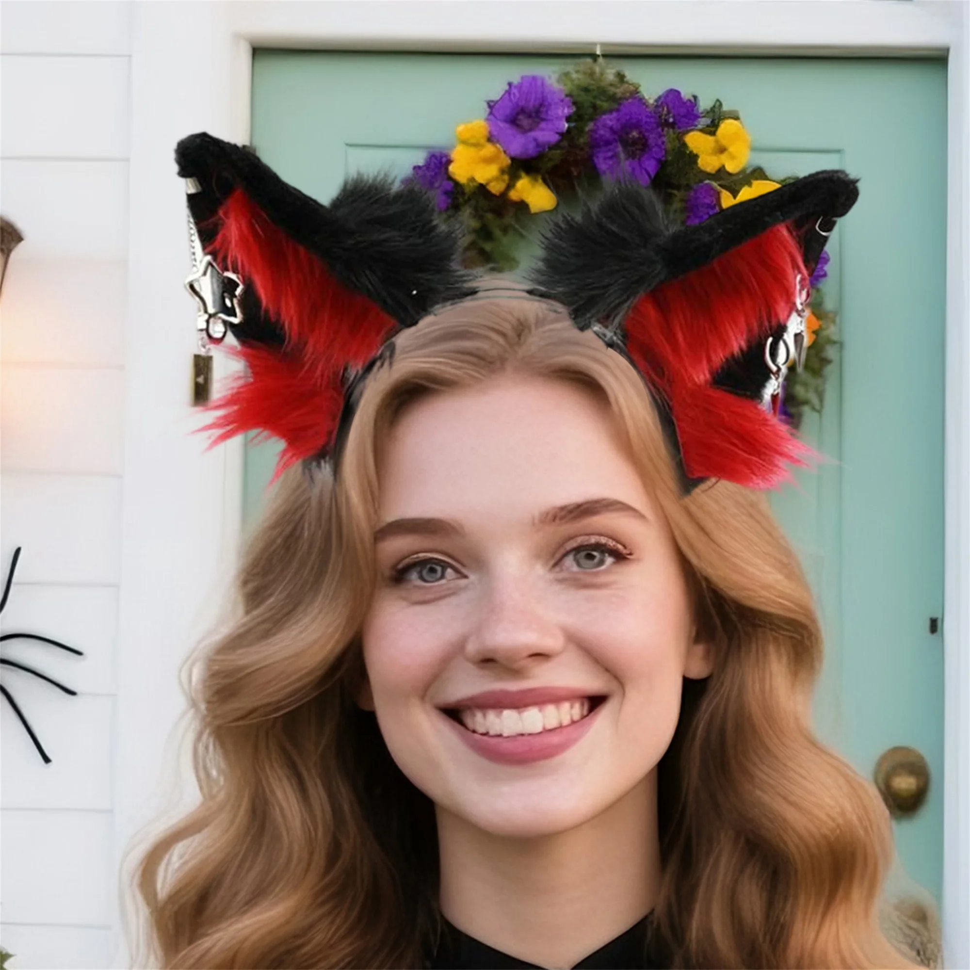 Bandeau en corne de licorne pour enfants, avec oreilles et fleurs scintillantes, pour déguisement magique d'halloween, déguisement de fête et Cosplay