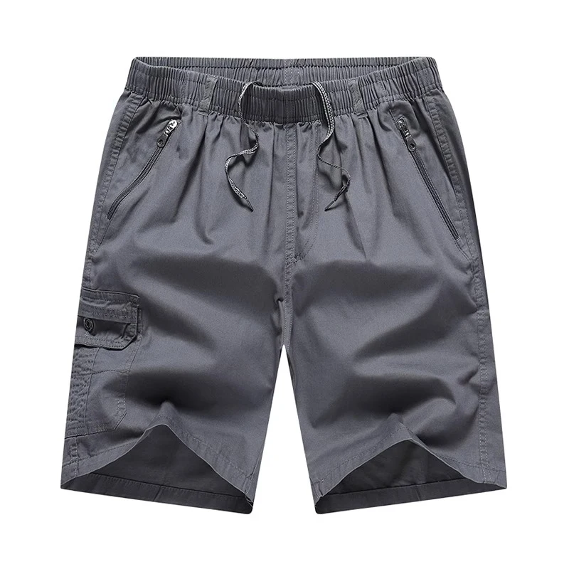 

Men's Casual Shorts Solid Color Zipper Pocket Cotton Summer Lightweight Breathable Cargo Knee Length Fashion Beach Shorts Men