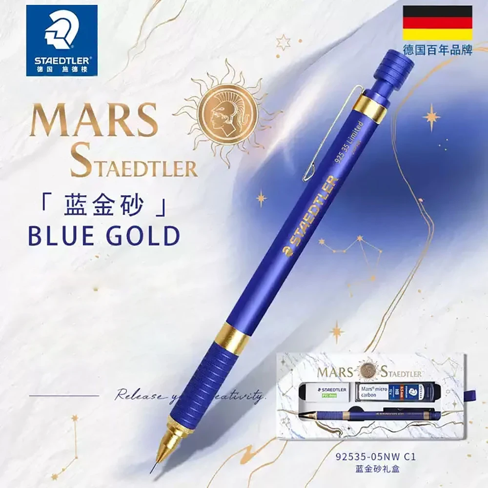 German STAEDTLER All-metal Mechanical Pencil 925 35 Blue Gold-limited Drawn 0.5mm Art Supplies Korean Stationery Cute Pencils