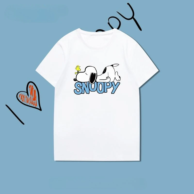 

Классическая футболка Snoopy Snoopy, летняя модная удобная верхняя одежда с мультяшным принтом, уличная повседневная хлопковая футболка с короткими рукавами