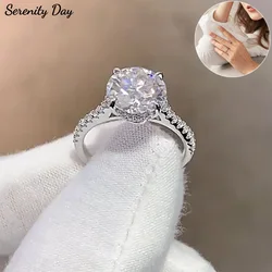 Serenity 1ct 2ct 3ct 4ct D Color Moissanite Rings For Women Man Gift 100% S925 Sterling Silver Eternity Rings Plated 18K Jewelry