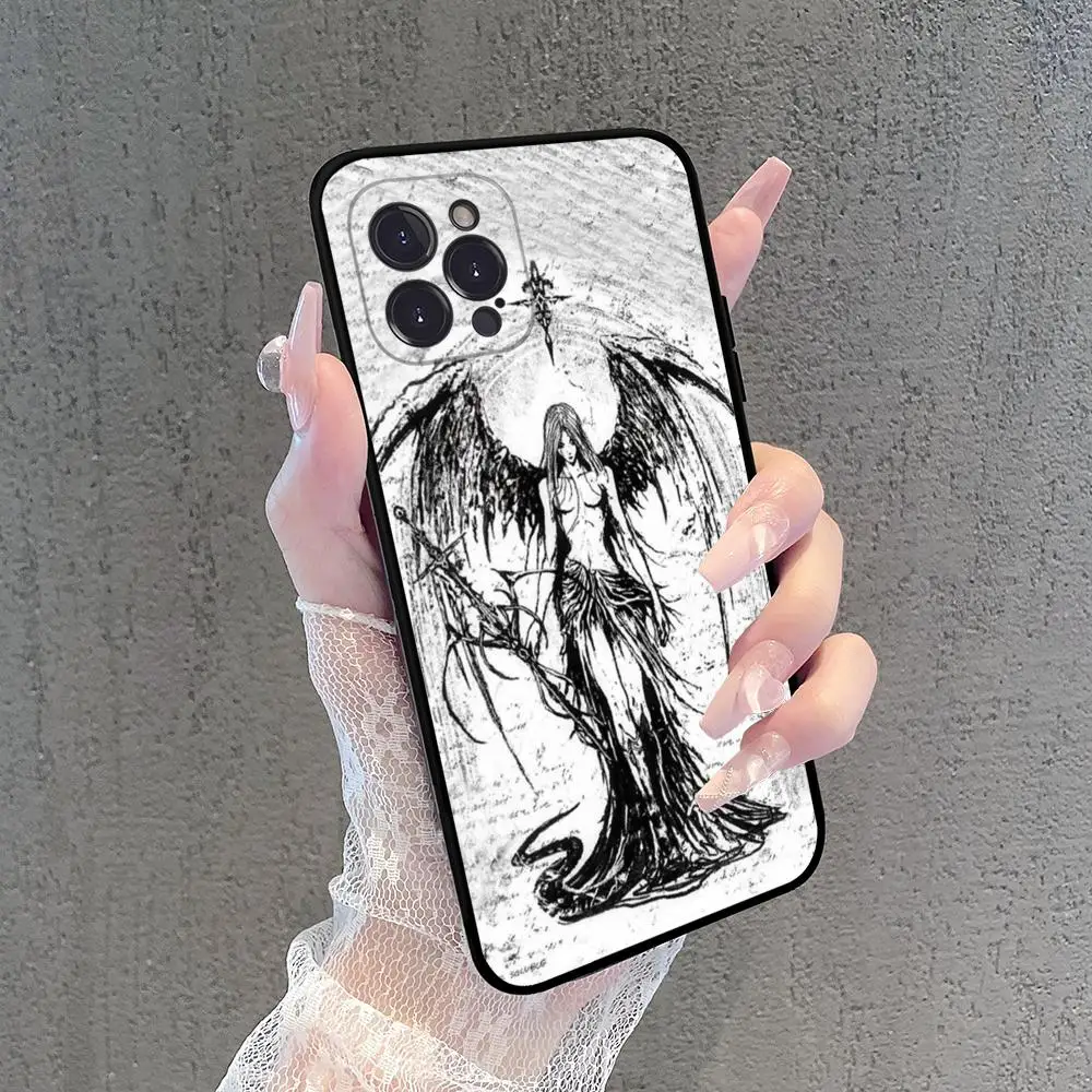 Gothic Girl Sculpture Retro Phone Case For iPhone 15 14 11 12 13 Mini Pro XS Max Cover 7 8 Plus X XR Funda Shell