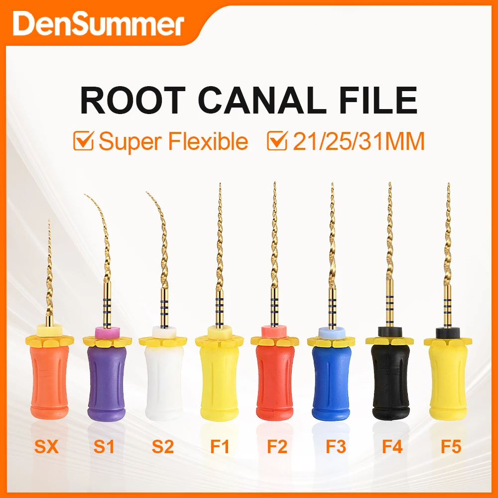 Densummer Niti Root Canal Files Gold Pro Hand Use Endodontic File 25/31mm Dentistry Tool SX-F5 Heat Activated Rotary Dental File