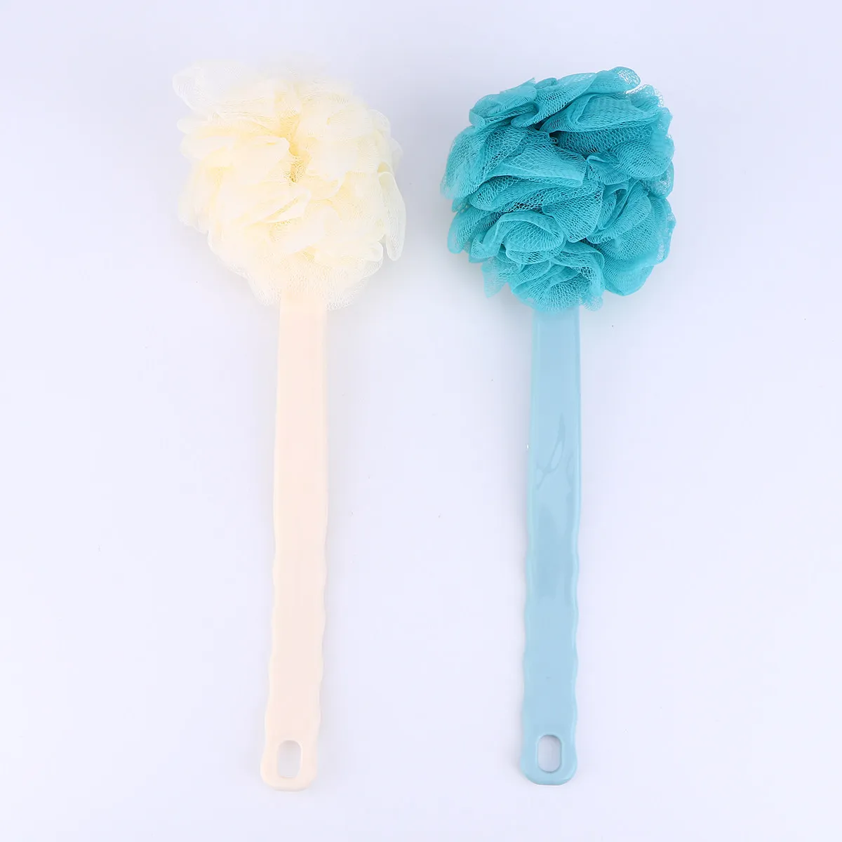 2Pcs Long Handle Bath Brush Back Scrubber Exfoliating Body Brush for Shower Deep Neck Shoulders Blue Beige