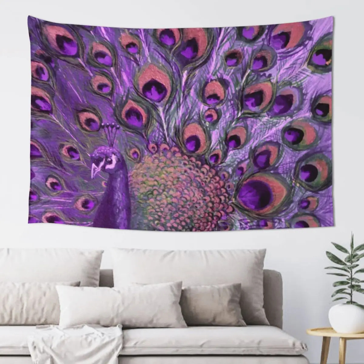 

Purple Peacock Full Glory Tapestry Things To The Room Room Decorations Room Decor Korean Style Tapestry