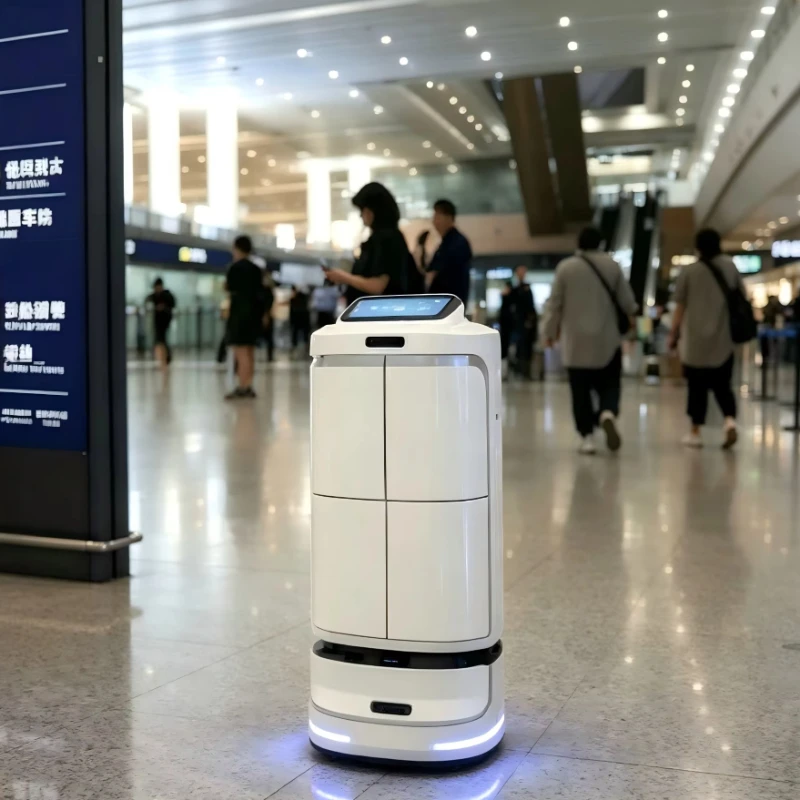 Customized Hotel Delivery Robot Obstacle Avoidance Auto Charging for Hospitality Airport Commercial Intelligent Serving Robot