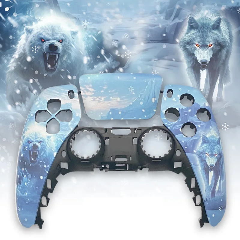 PS5 controller shell touchpad game controller cover replacement front cover handle suitable for BDM-010/020 Ice and Snow World
