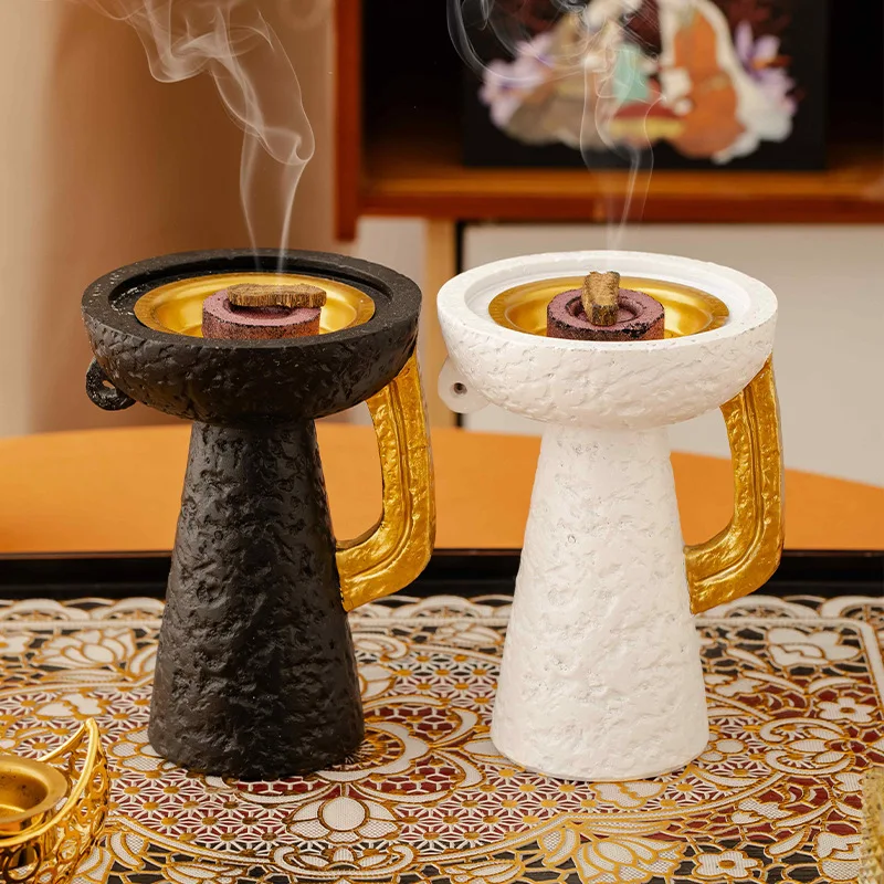 Yoga Resin Glitter Base Incense Burner Hollow Out Luxury Incense Diffuser Arabian Style Decorative Aromatherapy Burner Office