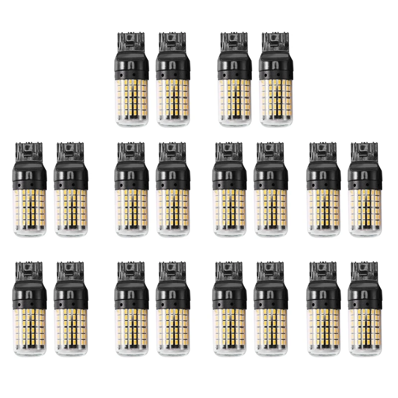 20Pcs Canbus T20 7440 W21W Wy21w 144-Smd Reverse Light Turn Signal Light Error Free No Hyper Flash T20 7440 Led Bulbs