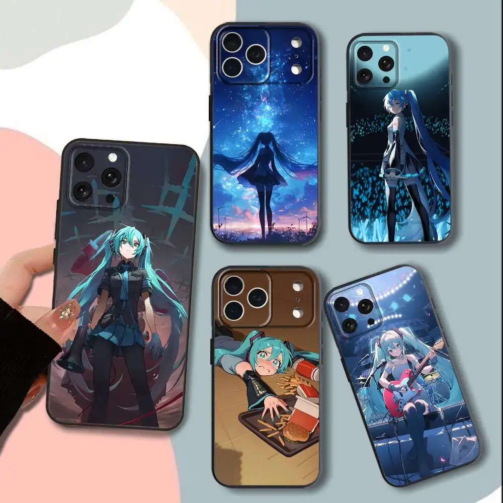 

Sweet Hatsune M-Miku Anime Phone Case For iPhone 15,13,16,12,11,17,14,Plus,Pro,Max,XS,XR,X,SE,Mini,Soft Silicone Black Cover