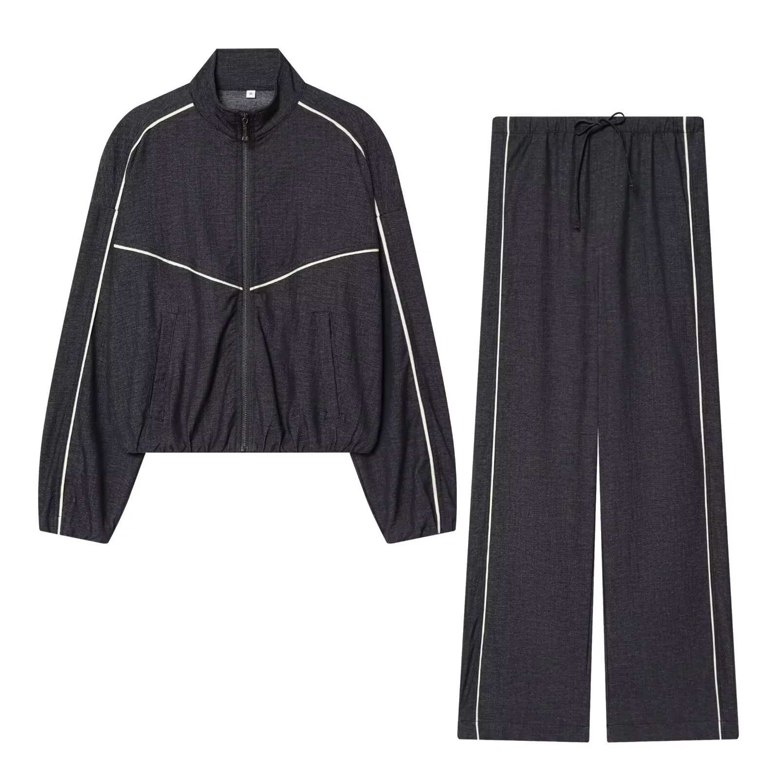 

Jenny&Dave Denim Pants Sets Vintage Bomber Jacket Woman Clothes Pant Sets Fashion Old School Elegant Two Piece Set Women's Suit