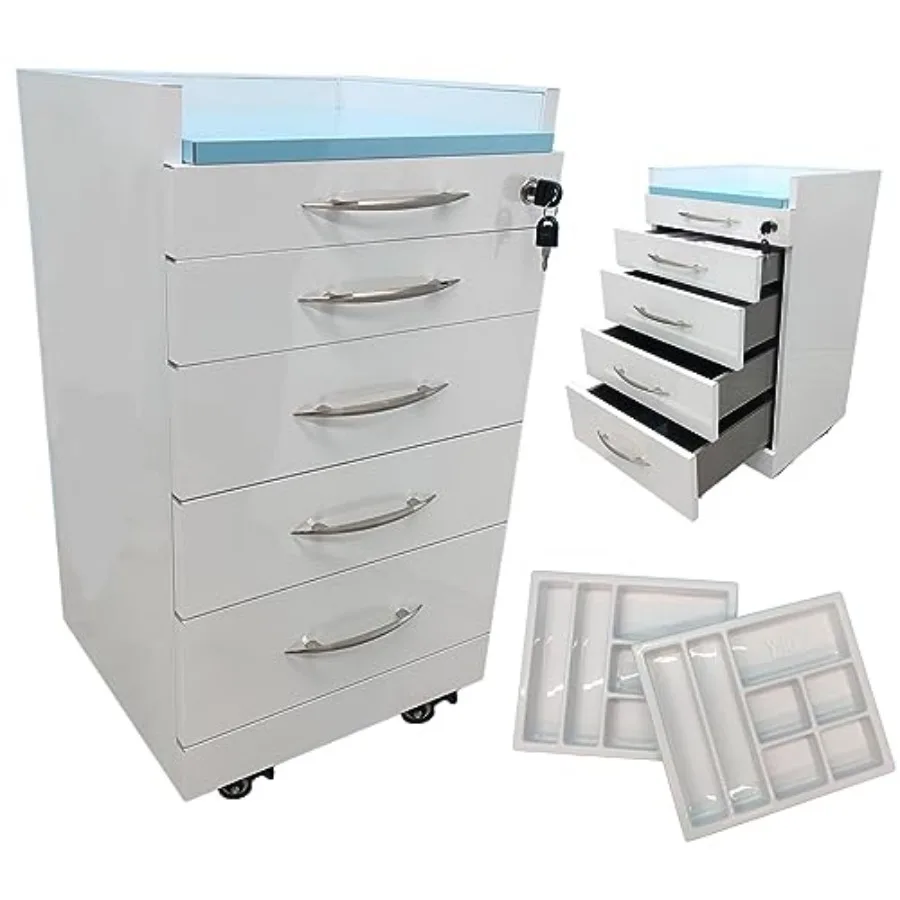 

4 Drawer Dental Assistant's Mobile Cabinet Dental Medical Storage Cabinet, Stainless Steel Utility Mobile Medical Trolley Cart