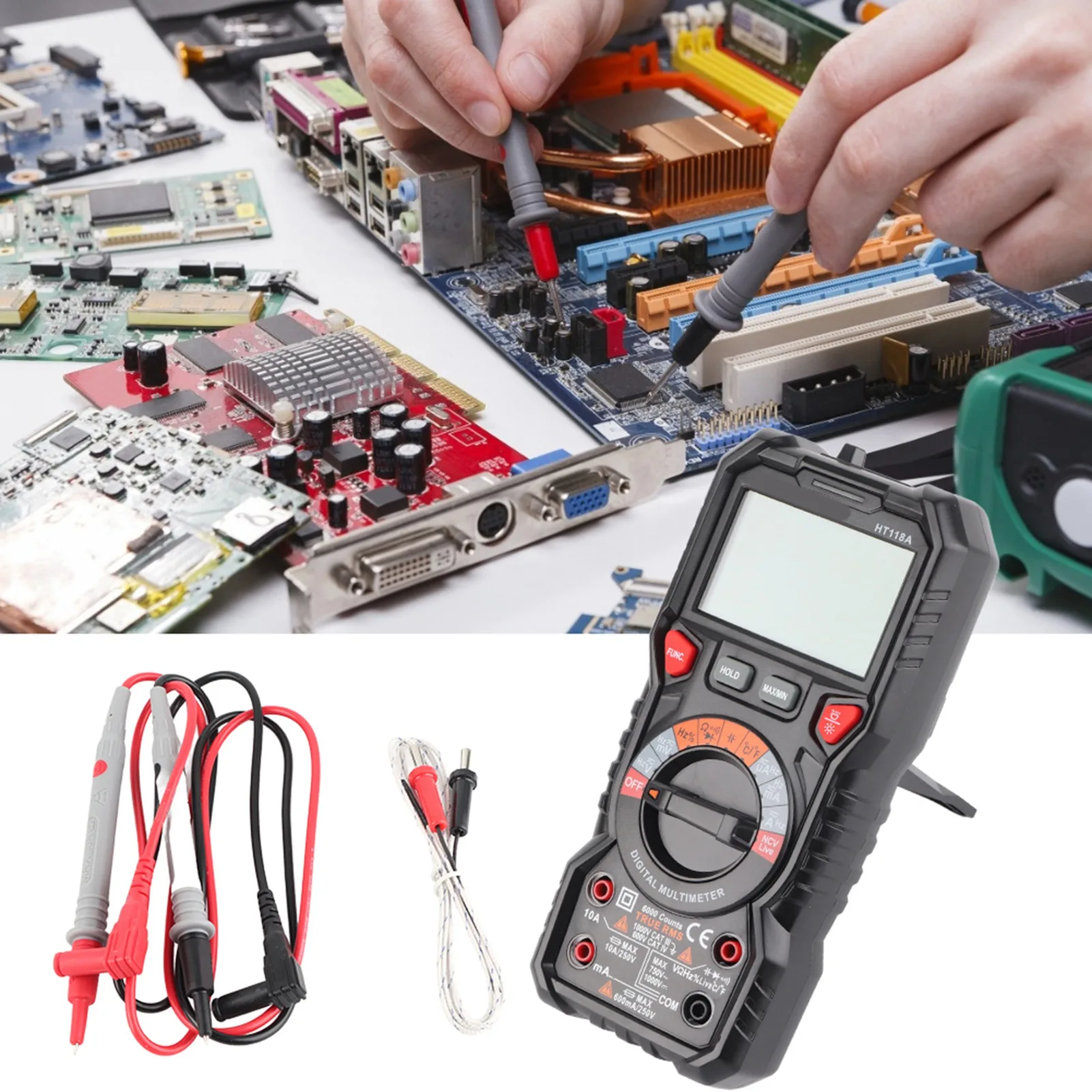 

Digital Multimeter Multimeter Meter 6000 Count Digital Automatic Range True Effective Value Ammeter HT118A Industrial Multimeter