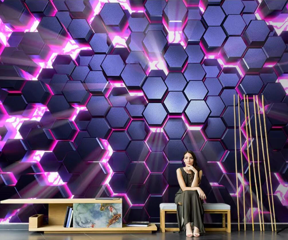 Customized 3D metal crack mural with a sense of technology internet cafe bar company front desk decoration wallpaper
