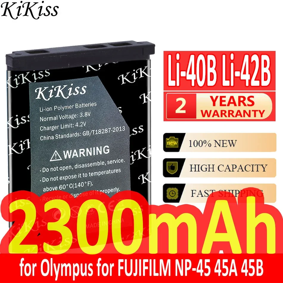 2300mAh KiKiss Powerful Battery Li-40B Li-42B for Olympus for FUJIFILM fuji NP-45 NP 45 NP45 NP 45A 45B 45S EN-EL10