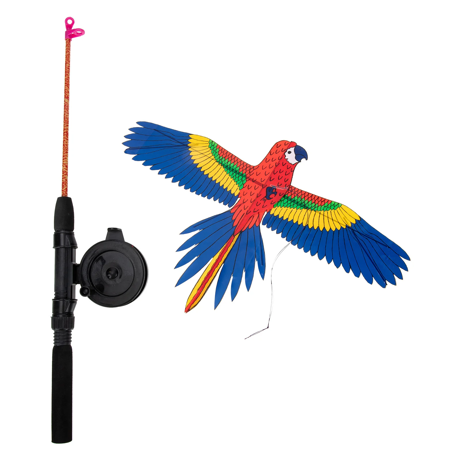 1 conjunto de pipa ao ar livre com vara de pesca flexível de longa duração em forma de animal vívido dispositivo de vôo portátil para crianças de 8 a 12 anos