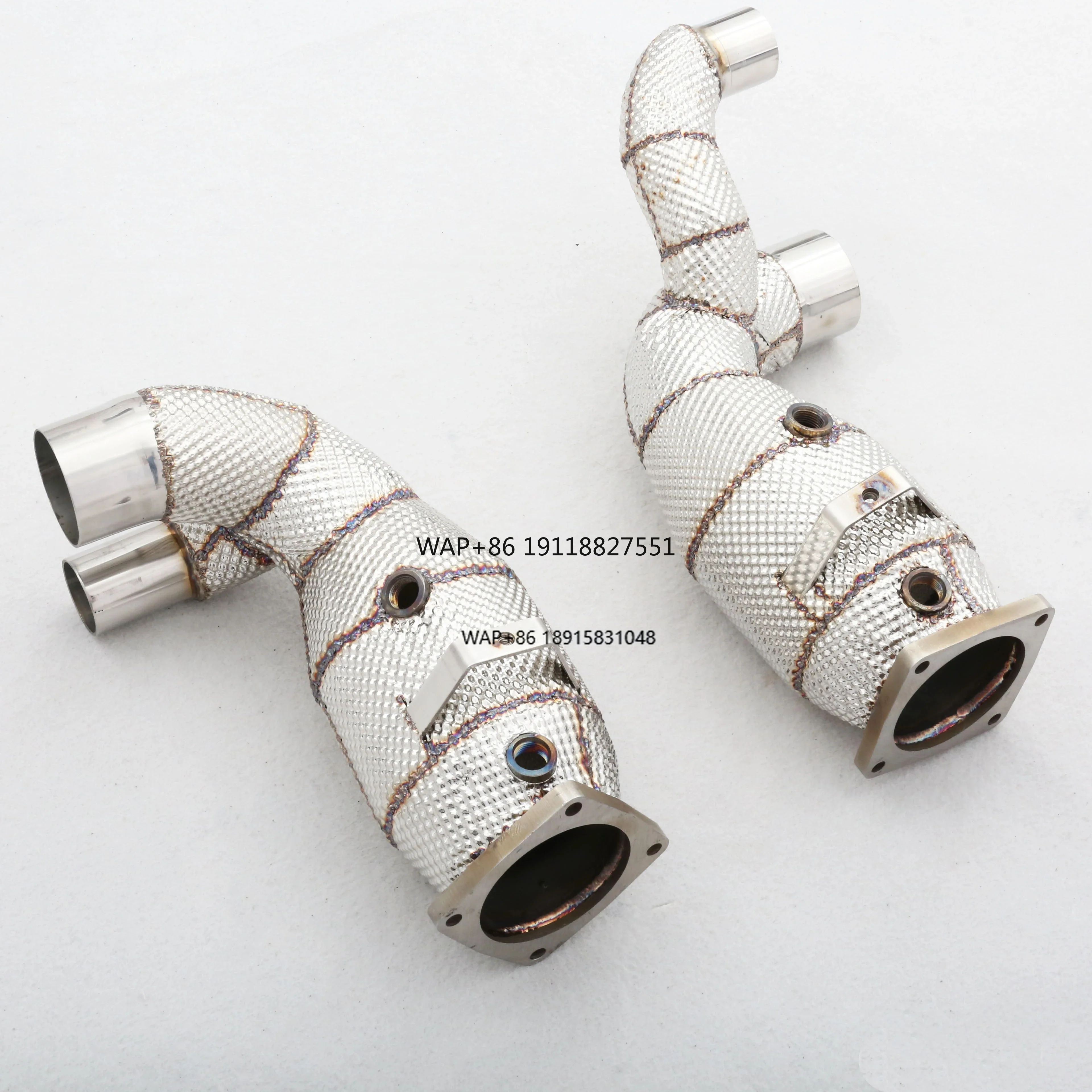 

OEM Custom 304 Stainless Steel 1.5mm Mirror Polished Race Catted Downpipe Heatshield Perfect Fit Exhaust Pipes