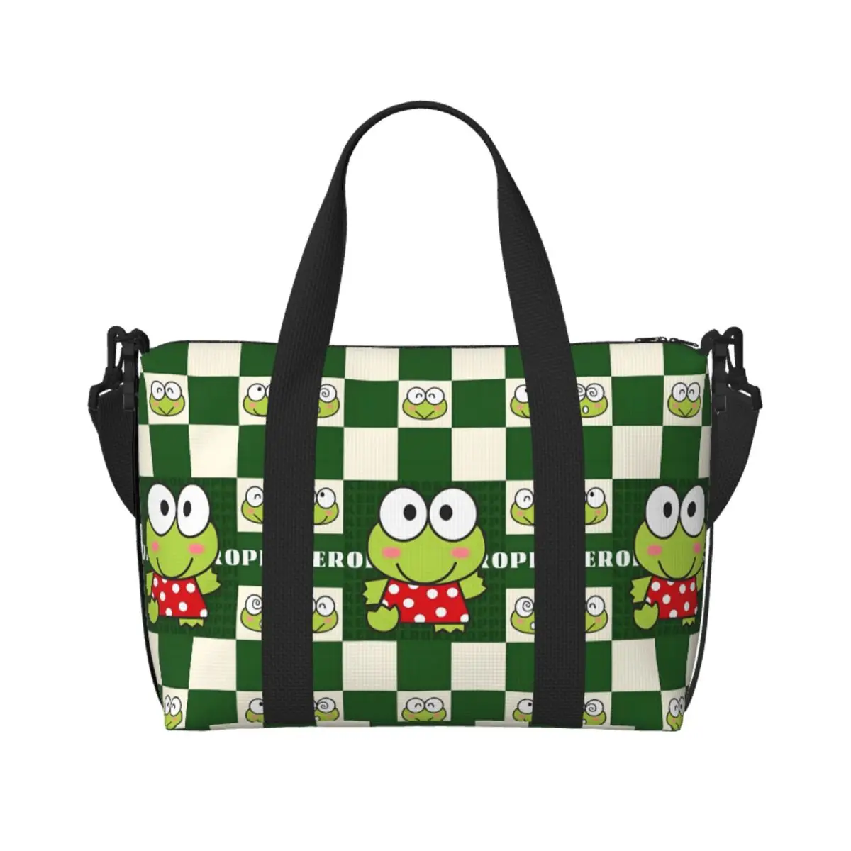 

Женская большая сумка для покупок с героями мультфильмов Keroppi, большая вместительная большая вместительная пляжная дорожная сумка с лягушкой и большими глазами