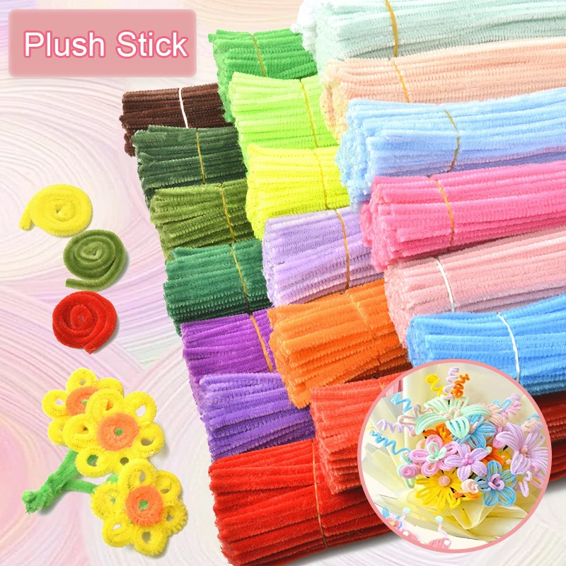 

Plush Stick 100pcs Twisting Bar Chenille Stems Wire Pipe Kids Toys DIY Strips Creative Hobby Party birthday gifts Felt Wires