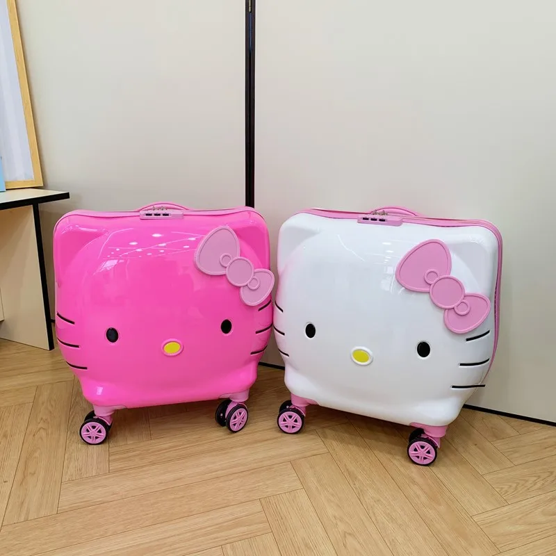 Hellokittys crianças mala moda dos desenhos animados bonito trole caso universal roda senha bloqueio grande capacidade versátil mala