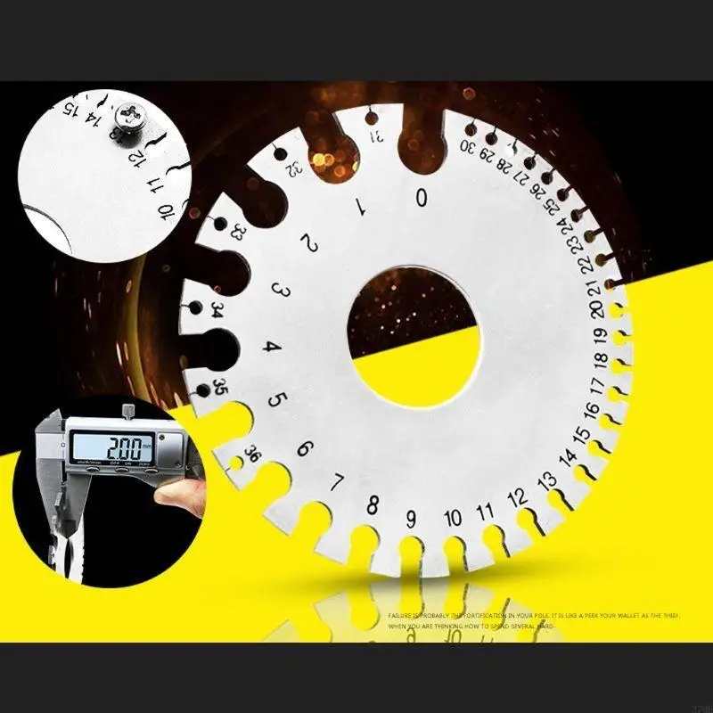 

37ME Stainless Steel Round Wire Gauge Thickness Measuring Sheet Diameter Metal Machinist Measurement Plate Ruler American