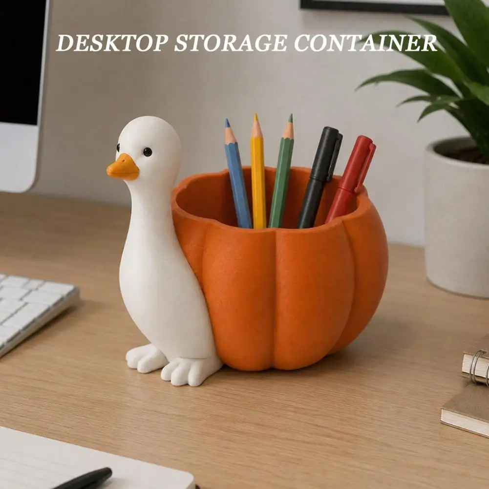 Office Desk Accessories Cute Goose Pen Holder Organizer Capacity 3d Printed Stationery Container Compact Desk Accessory for Pens