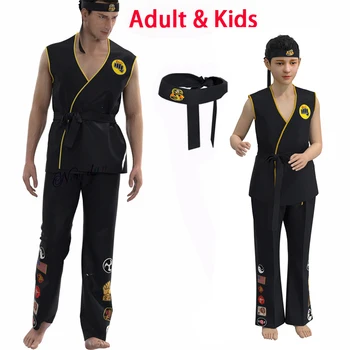 Anime jogo kof cosplay traje cobra kai val armorr karate uniforme taekwondo roupas para homem crianças gladiador role play traje
