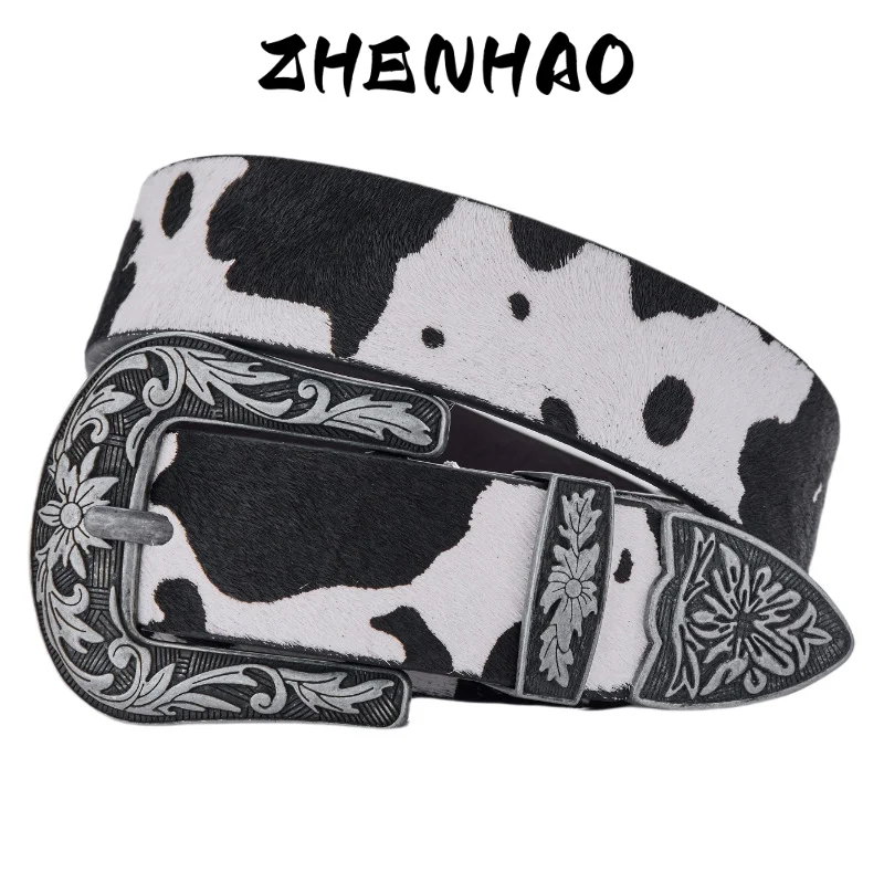 ZHENHAO New horsehair belt for women, a retro and artistic waist belt with alloy pin buckle, is versatile, trendy and high-end