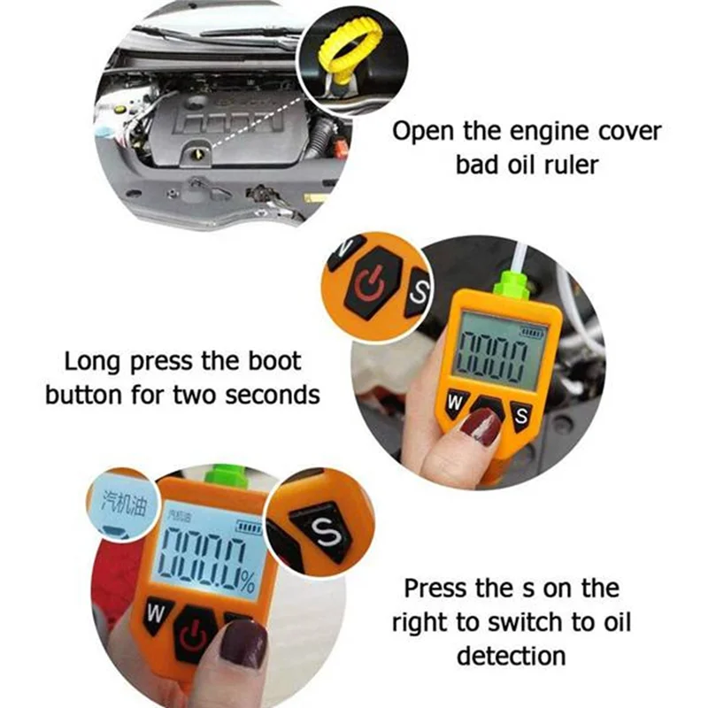 

AV34-Engine Oil Tester Diesel Oil For Auto Check Oil Quality With LED Display Gas Analyzer Car Testing Tool